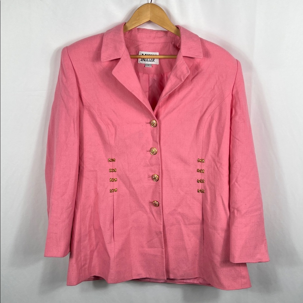Vintage 90’s Morgan Miller Women’s Vibrant Pink‎ Blazer 16 Gold Accessories